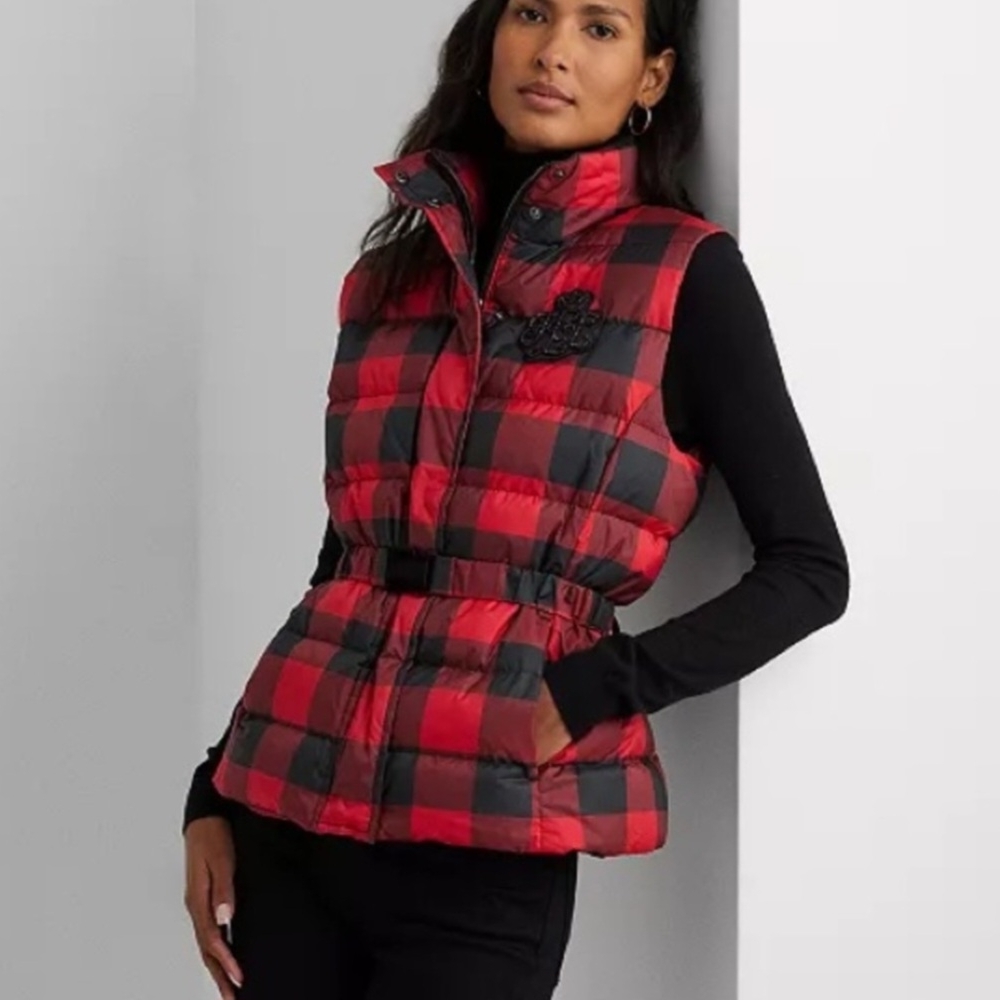 Ralph Lauren Red and Black Buffalo Plaid Vest